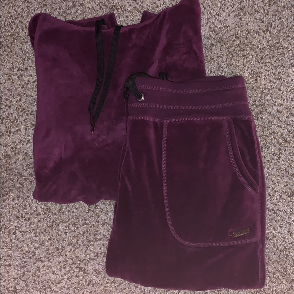 Purple Calvin Klein Velvet matching sweat suit set